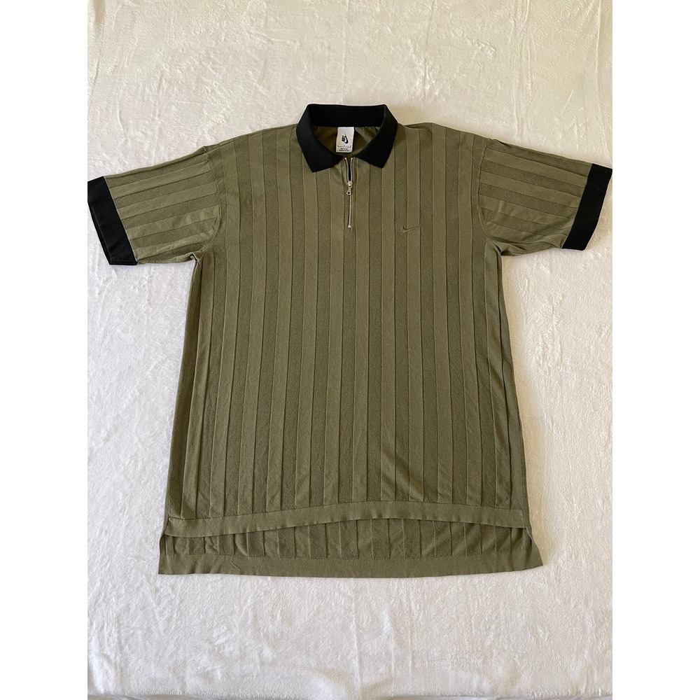Nike NikeLab Made In Italy Knit Polo Mens M Olive Green Zip Shirt BV0974-222